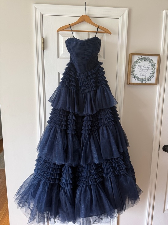 Sherri Hill Dresses & Skirts - Sherri Hill Navy Layered Ruffle Tulle Prom Gown - Size 0